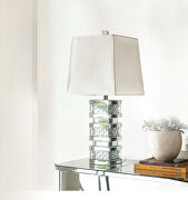 Nysa II White finish mirrored base with faux crystal inlay table lamp