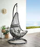 Gray fabric & charcoal wicker durable structure patio swing chair main photo