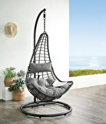 Gray fabric & charcoal wicker durable structure patio swing chair