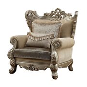 Champagne plush fabric wingback style chair