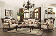 Fabric & walnut sofa in traditional style