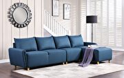 Marcin (Blue) Blue fabric sectional sofa