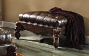 Versailles (Brown Cherry) O Two tone cherry finish/ dark brown pu button-tufted seat luxurious design ottoman