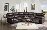 Espresso leather-aire match motion sectional sofa main photo