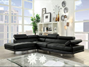 Connor (Black) Black pu upholstery l-shape sectional sofa