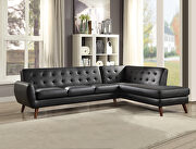 Essick (Black) Black pu accent tufting 2-piece l-shape sectional sofa