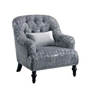Dark gray velvet mid-century modern chair main photo