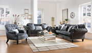Dark gray velvet mid-century modern sofa main photo