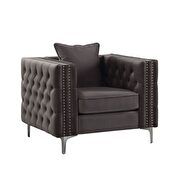 Dark gray velvet chair in glam style main photo