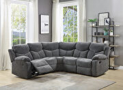 Gray chenille upholstery pad-over-chaise seating reclining sectional sofa main photo