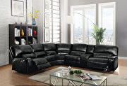 Saul (Black) Black leather-aire upholstery power motion sectional sofa