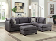 Light charcoal linen sectional sofa & ottoman