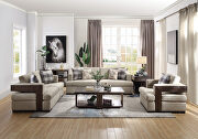 Fabric & walnut sofa in casual style