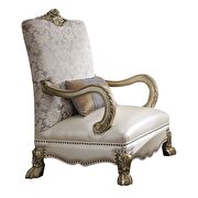 Pearl pu & gold patina accent chair