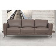 Taupe full leather contemporary sofa