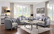 Fabric & platinum sofa in traditional style