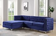 Navy blue velvet sectional sofa main photo
