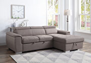 Haruko (Brown) Light brown fabric upholstery sectional sofa with pull-out bed