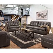 Gray top grain leather match sofa