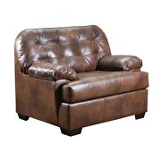 Saturio (Brown) 2-tone brown top grain leather match chair