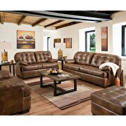 Saturio (Brown) 2-tone brown top grain leather match sofa