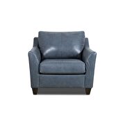 Steel blue top grain leather match chair