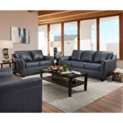 Steel blue top grain leather match sofa