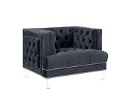 Rich charcoal velvet button tufted modern style chair