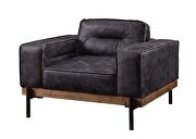 Antique ebony top grain leather modern industrial chair