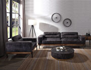 Antique ebony top grain leather modern industrial sofa