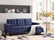 Blue linen reversible sectiona sofa