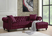 Red velvet upholstery elegant sectional sofa main photo