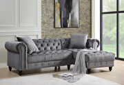 Adnelis (Gray) Gray velvet upholstery elegant sectional sofa