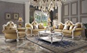 Picardy (Pearl) Antique pearl & butterscotch pu leather sofa