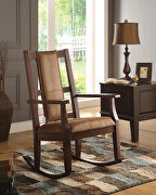 Brown fabric & espresso rocking chair main photo