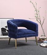 Blue velvet upholstery & gold finish metal legs lounge arm chair main photo