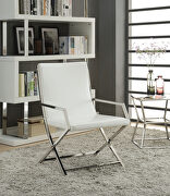 Rafael (White) White pu leather & stainless steel accent chair