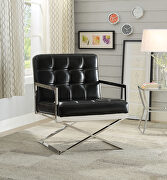 Rafael (Black) Black pu & stainless steel accent chair
