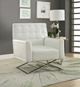 Rafael III (White) White pu & stainless steel accent chair