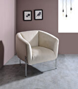 Beige velvet & chrome accent chair