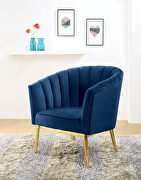 Midnight blue velvet & gold accent chair main photo