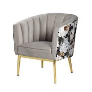 Colla (Gray) Velvet glam style chair w/ floral accent
