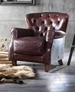 Brancaster II Vintage brown top grain leather & aluminum accent chair