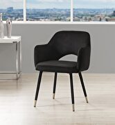 Applewood (Black) Black velvet & gold accent chair in glam style