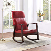 Raina (Red) Red pu & espresso finish rocking chair