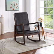 Raina (Brown) Dark brown pu & espresso finish rocking chair