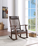 Raina (Walnut) Brown pu & walnut finish upholstered trim rocking chair