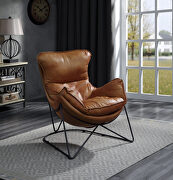 Aperol top grain leather & black finish metal frame accent chair main photo