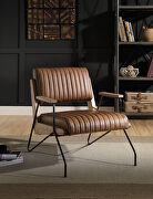 Cocoa top grain leather/ matt iron finish base accent chair main photo