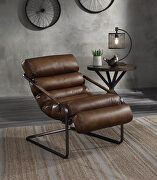 Sahara top grain leather & matt iron finish base accent chair main photo